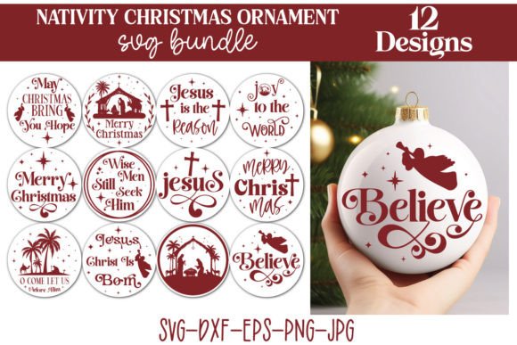 Nativity Christmas Ornament SVG Bundle: Graphics & Crafts
