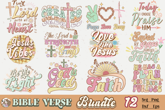 Retro Christian Quotes Bundle: Graphics and Crafts